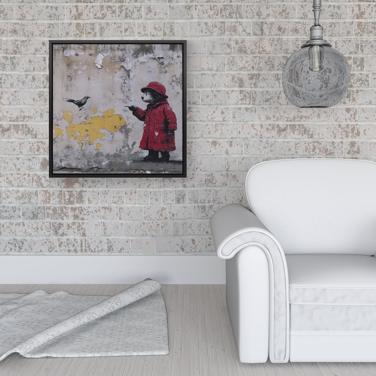 Banksy Inspired Bear Framed Canvas
