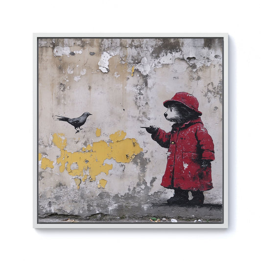 Banksy Inspired Bear Framed Canvas