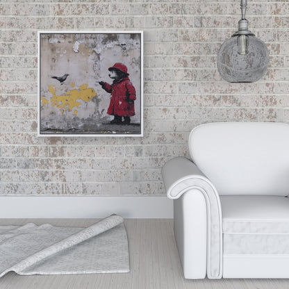 Banksy Inspired Bear Framed Canvas