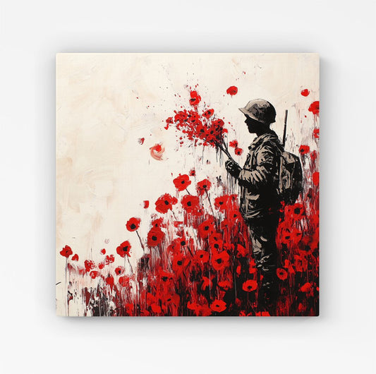 Banksy |Nspired Soldier And Poppies Canvas