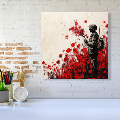 Banksy |Nspired Soldier And Poppies Canvas