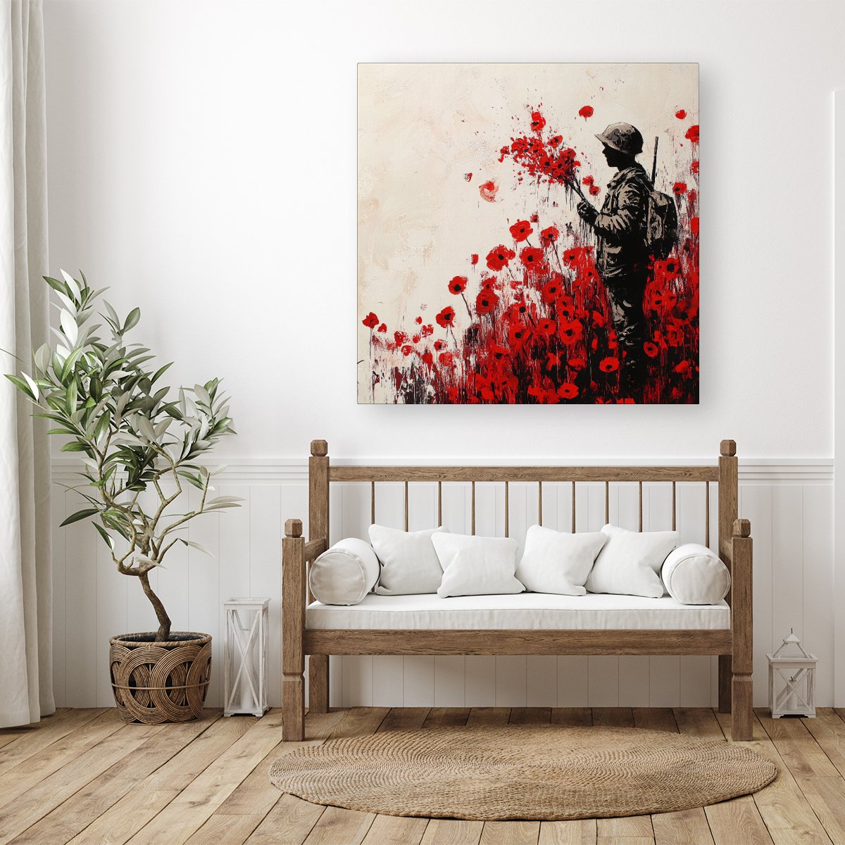 Banksy |Nspired Soldier And Poppies Canvas