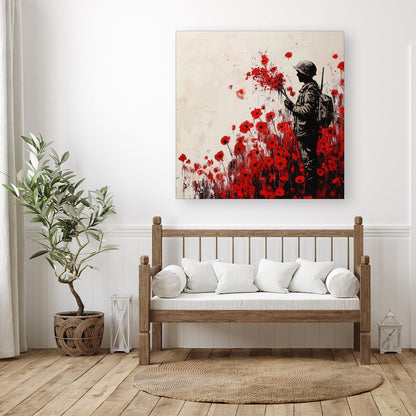 Banksy |Nspired Soldier And Poppies Canvas