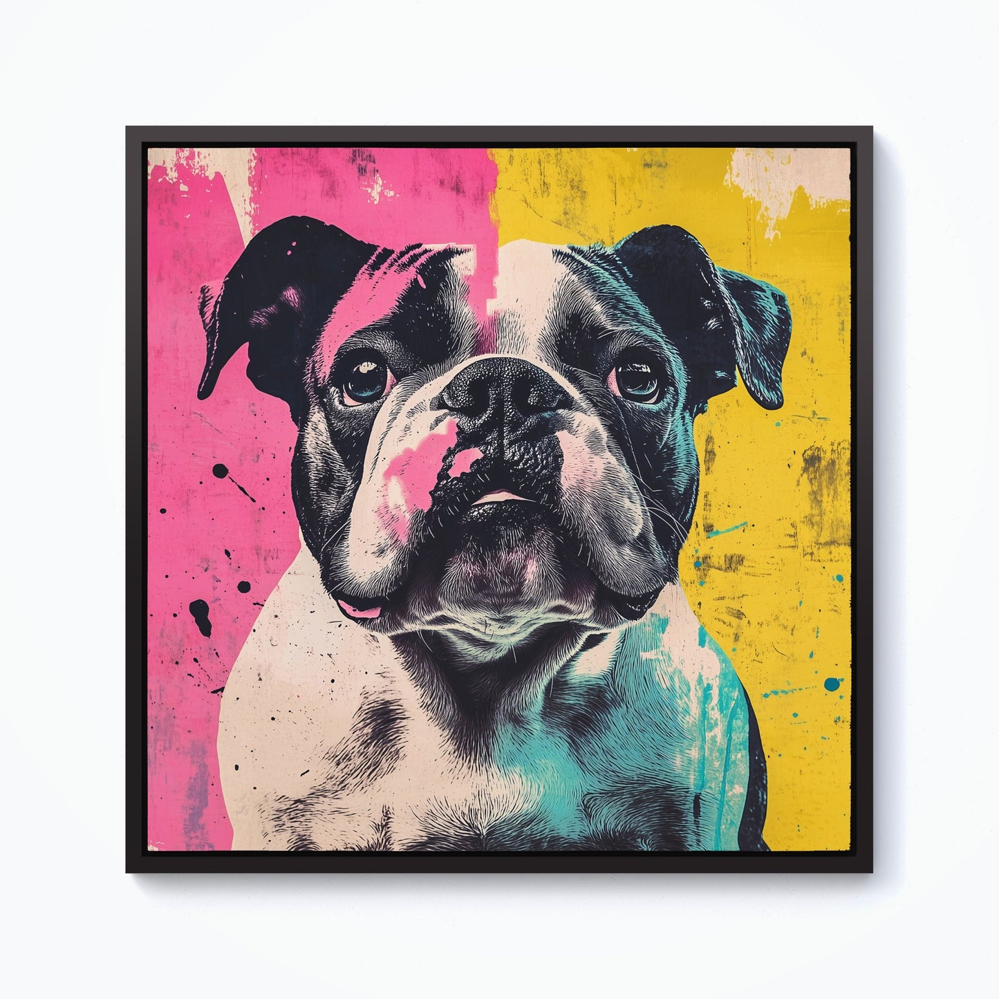 Banksy Inspired Bulldog Framed Canvas
