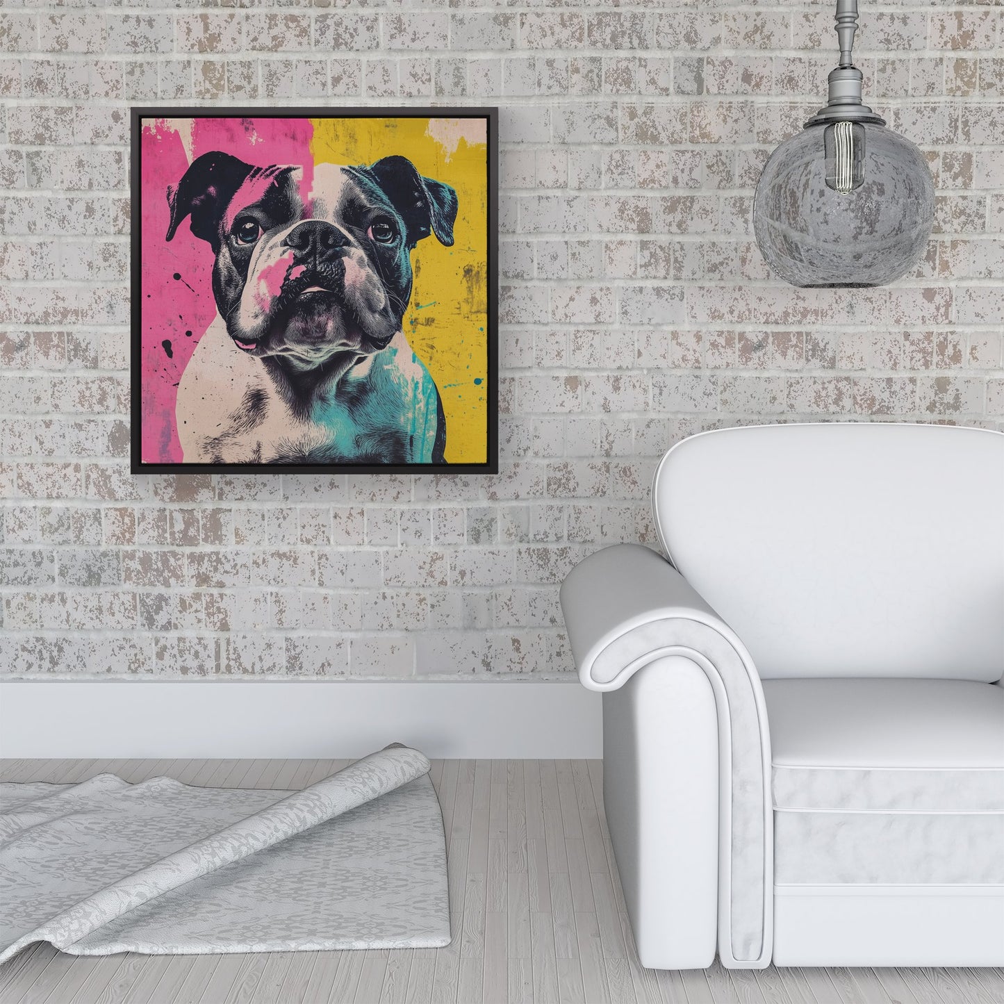 Banksy Inspired Bulldog Framed Canvas