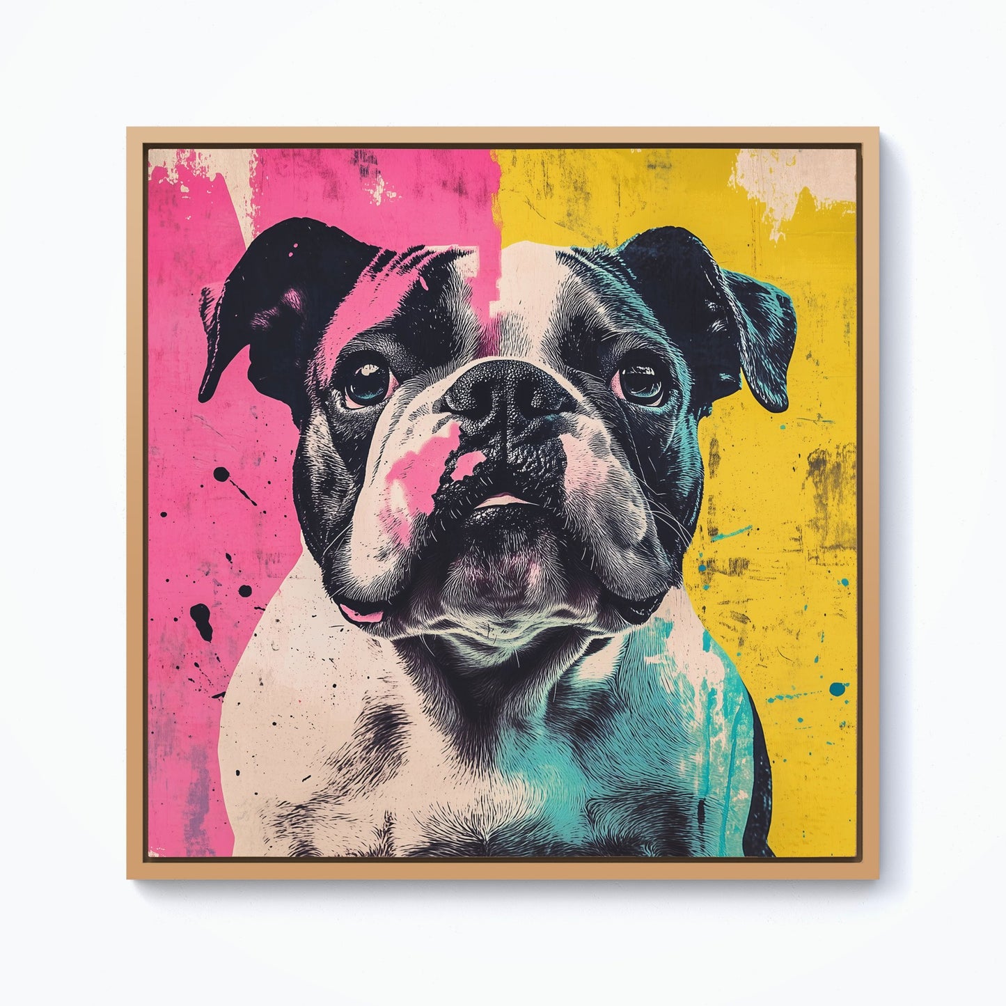 Banksy Inspired Bulldog Framed Canvas
