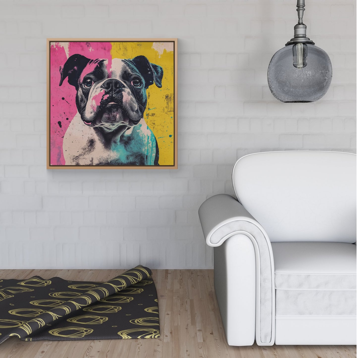 Banksy Inspired Bulldog Framed Canvas