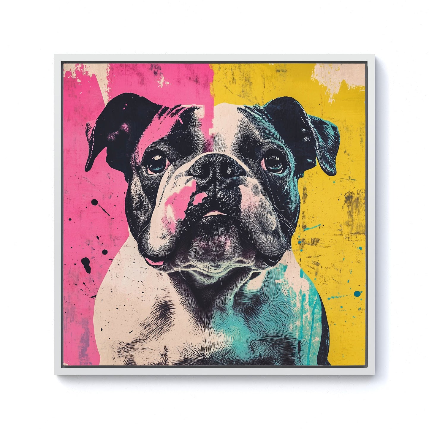 Banksy Inspired Bulldog Framed Canvas