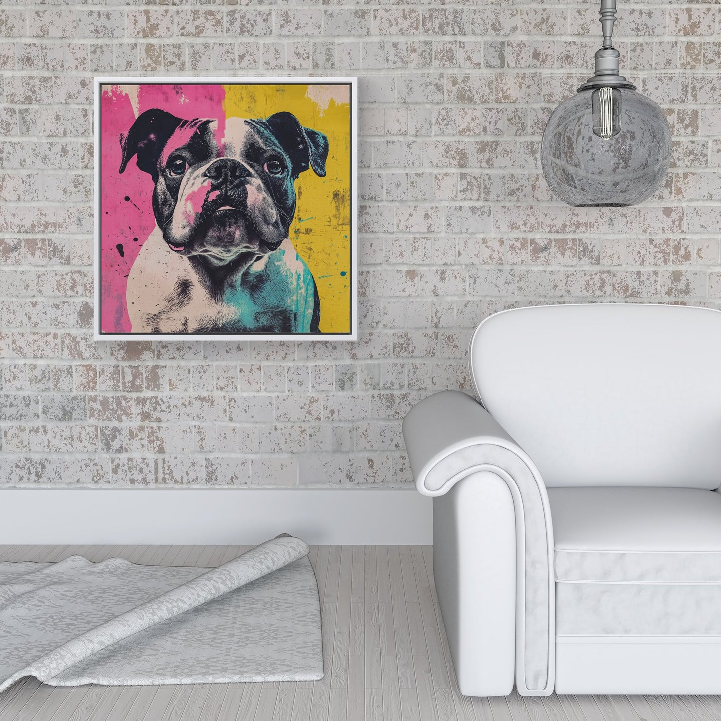 Banksy Inspired Bulldog Framed Canvas