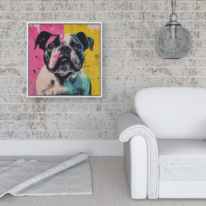 Banksy Inspired Bulldog Framed Canvas