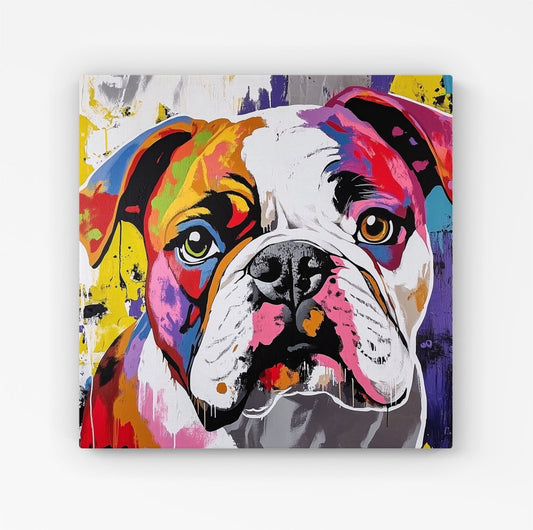 Banksy Inspired Colourful Bulldog Canvas