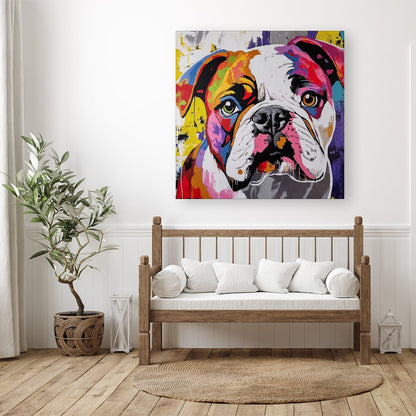 Banksy Inspired Colourful Bulldog Canvas