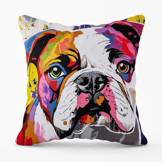 Banksy Inspired Colourful Bulldog Cushions