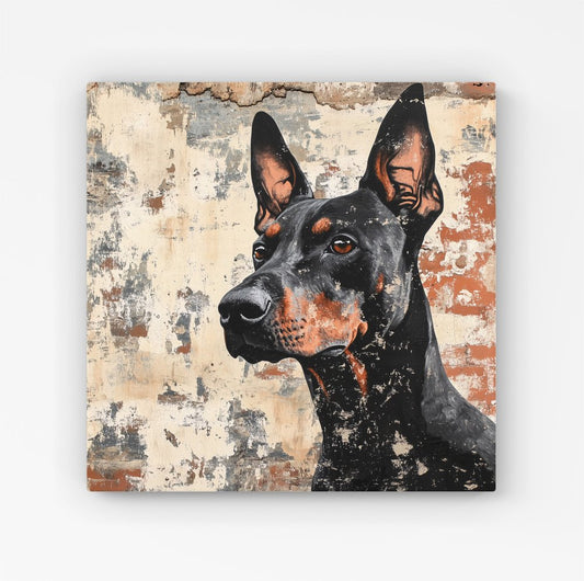 Banksy Inspired Thoughtful Doberman Canvas