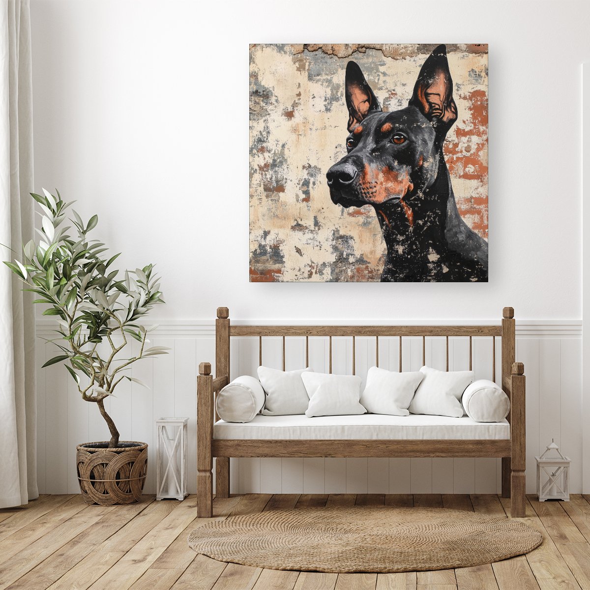 Banksy Inspired Thoughtful Doberman Canvas