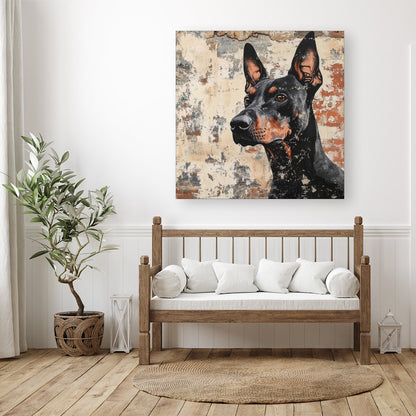 Banksy Inspired Thoughtful Doberman Canvas