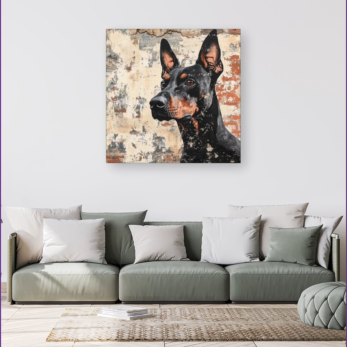 Banksy Inspired Thoughtful Doberman Canvas