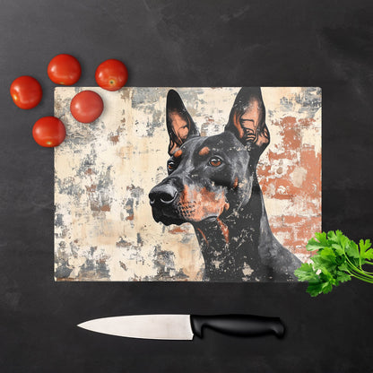 Banksy Inspired Thoughtful Doberman Chopping Board