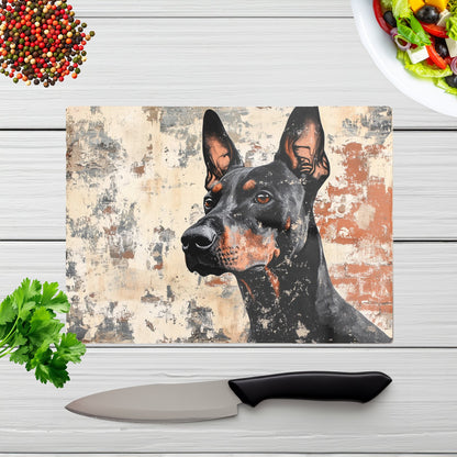 Banksy Inspired Thoughtful Doberman Chopping Board