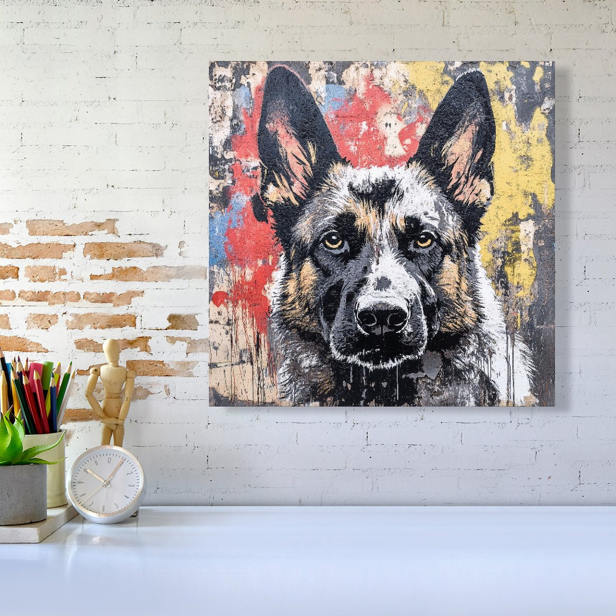 Banksy Inspired German Shepherd Canvas