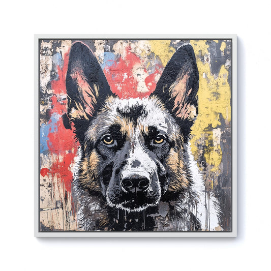 Banksy Inspired German Shepherd Framed Canvas