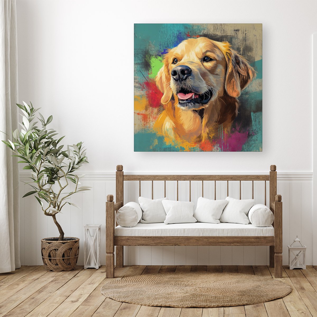 Banksy Inspired Golden Retriever Canvas