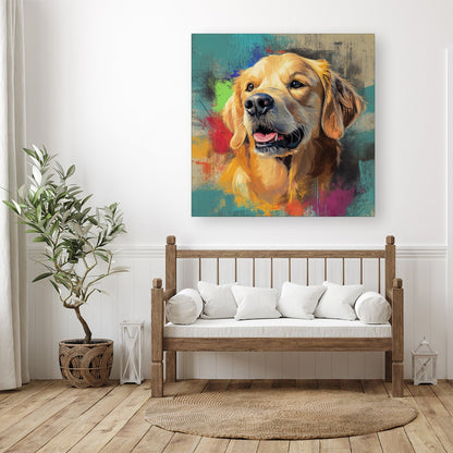 Banksy Inspired Golden Retriever Canvas