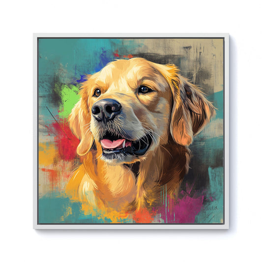 Banksy Inspired Golden Retriever Framed Canvas