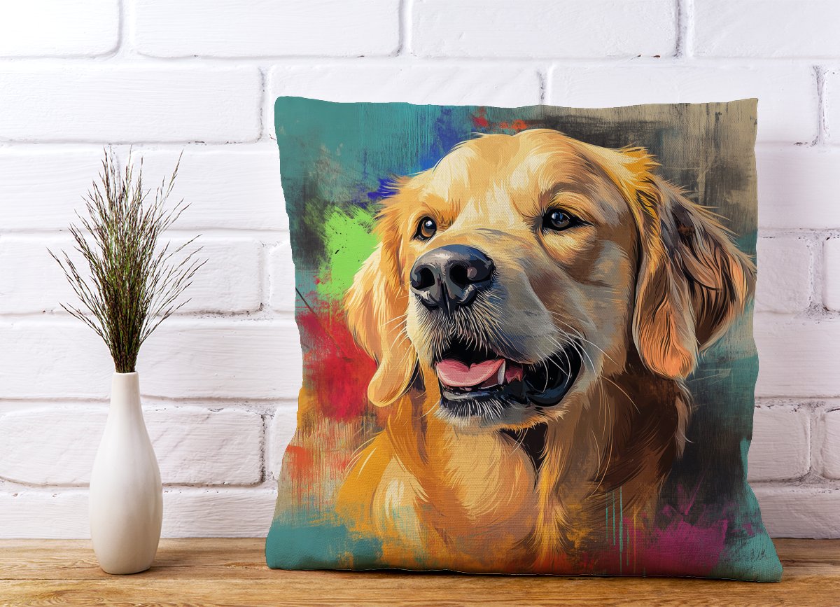 Banksy Inspired Golden Retriever Cushions