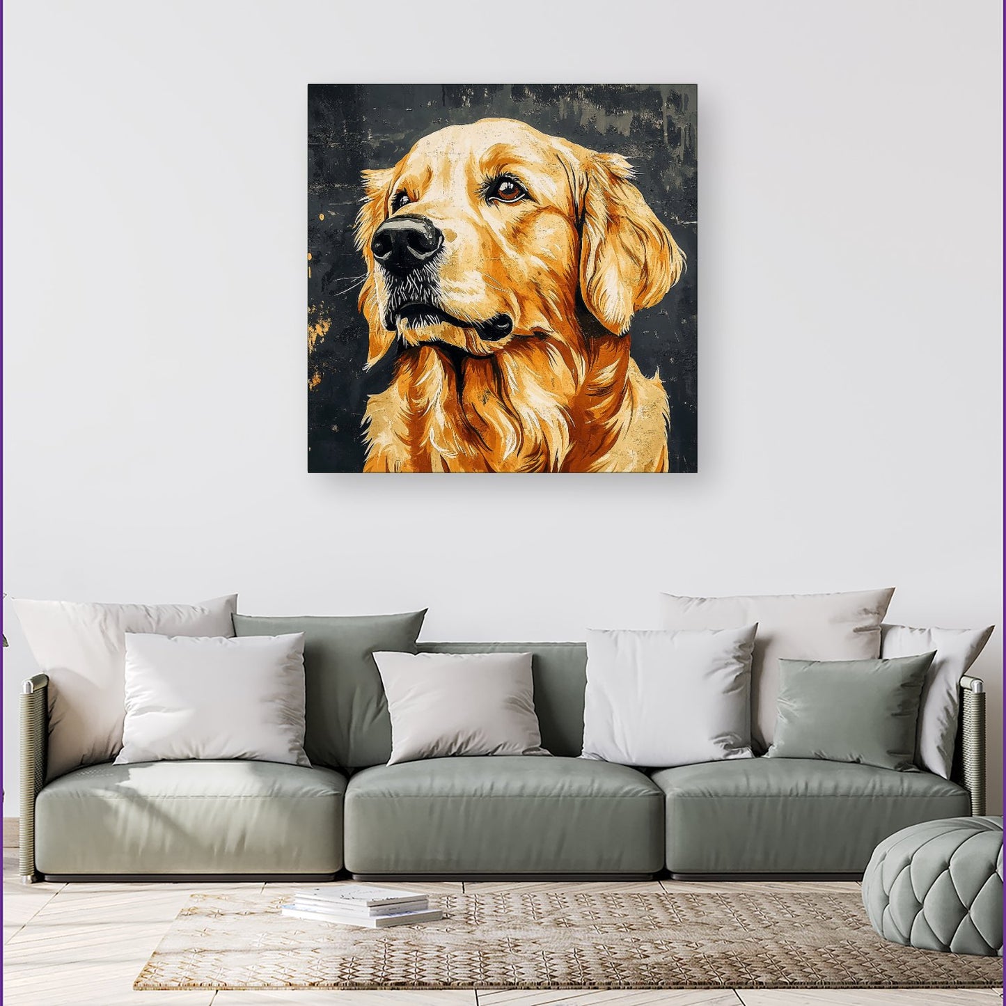 Banksy Inspired Thoughtful Golden Retriever Canvas