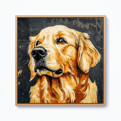 Banksy Inspired Thoughtful Golden Retriever Framed Canvas