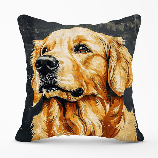 Banksy Inspired Thoughtful Golden Retriever Cushions