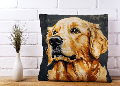 Banksy Inspired Thoughtful Golden Retriever Cushions