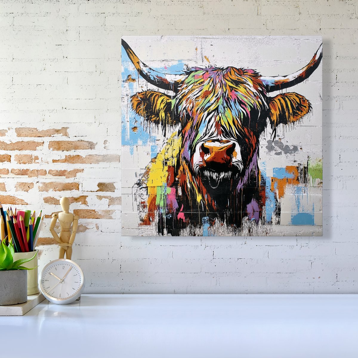 Banksy Inspired Highland Cow Canvas