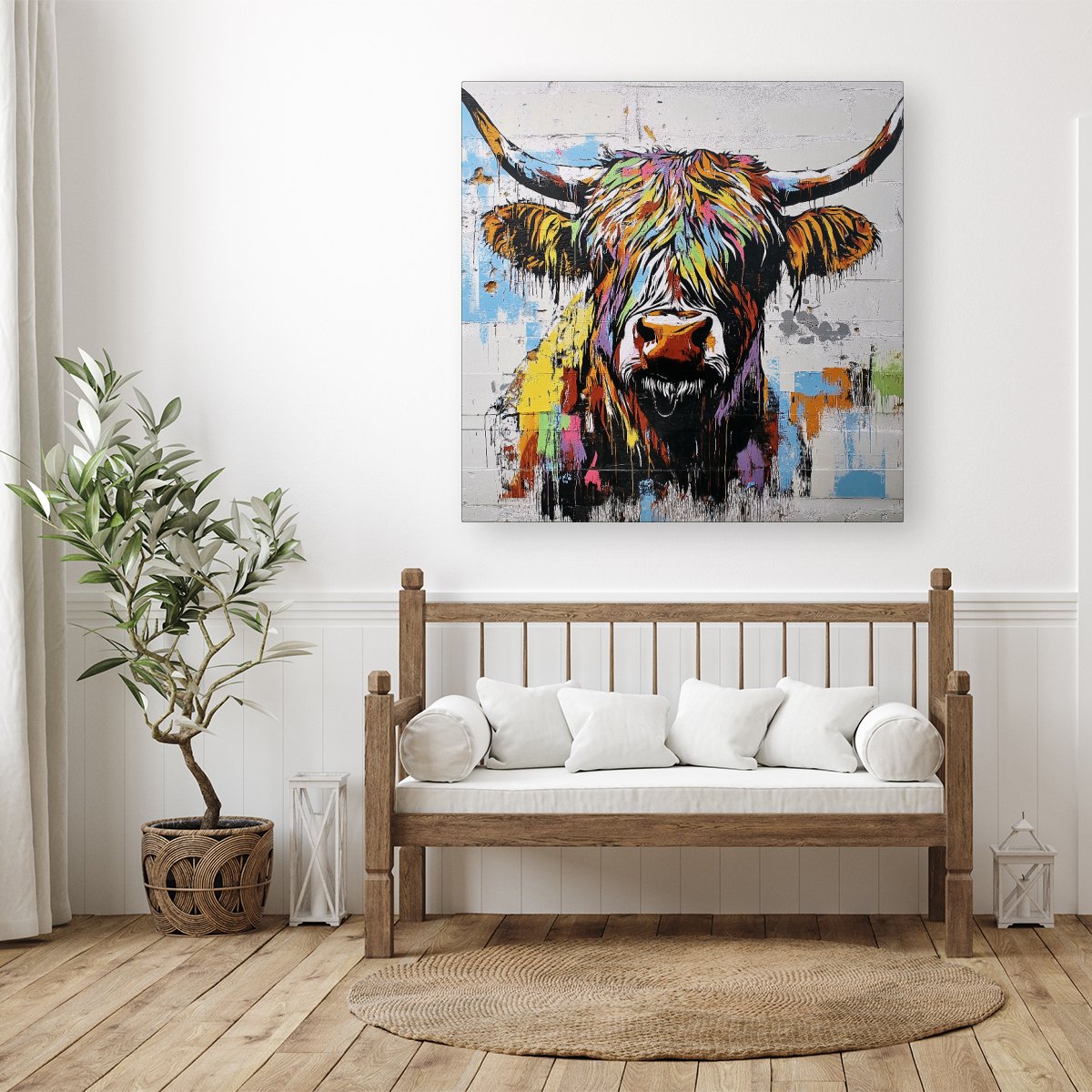 Banksy Inspired Highland Cow Canvas