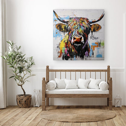 Banksy Inspired Highland Cow Canvas