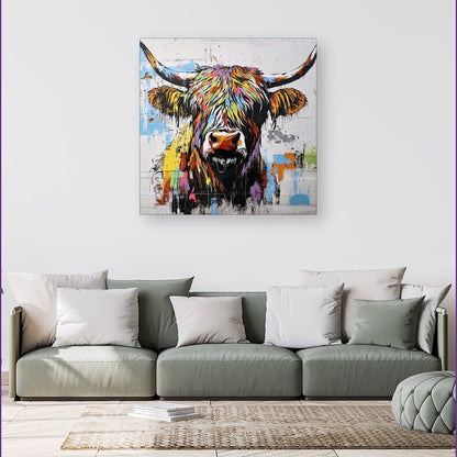 Banksy Inspired Highland Cow Canvas