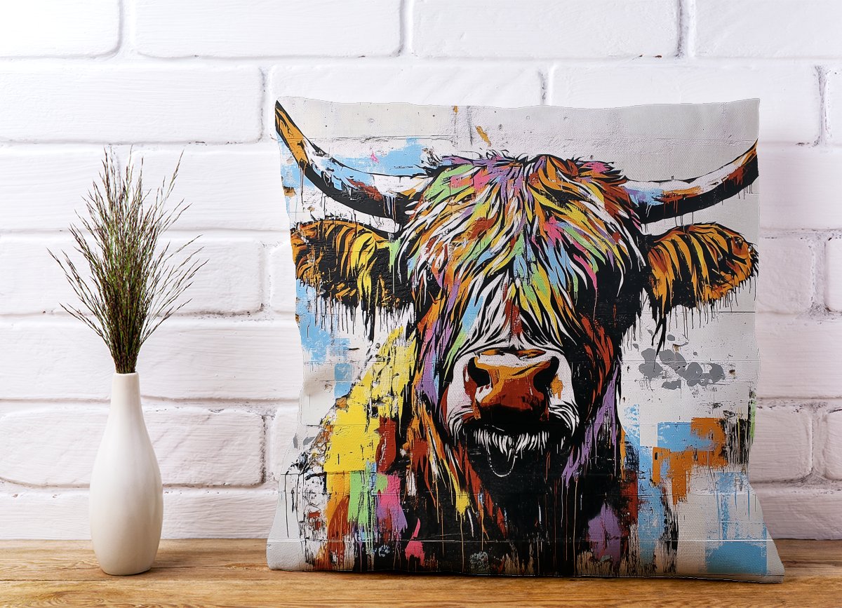 Banksy Inspired Highland Cow Cushions
