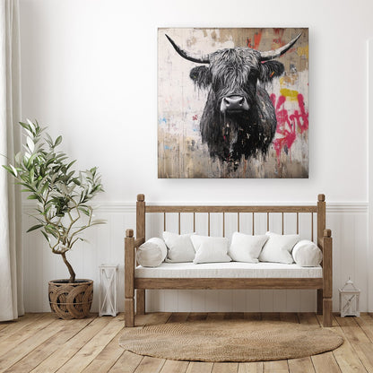Urban Highland Cow Canvas