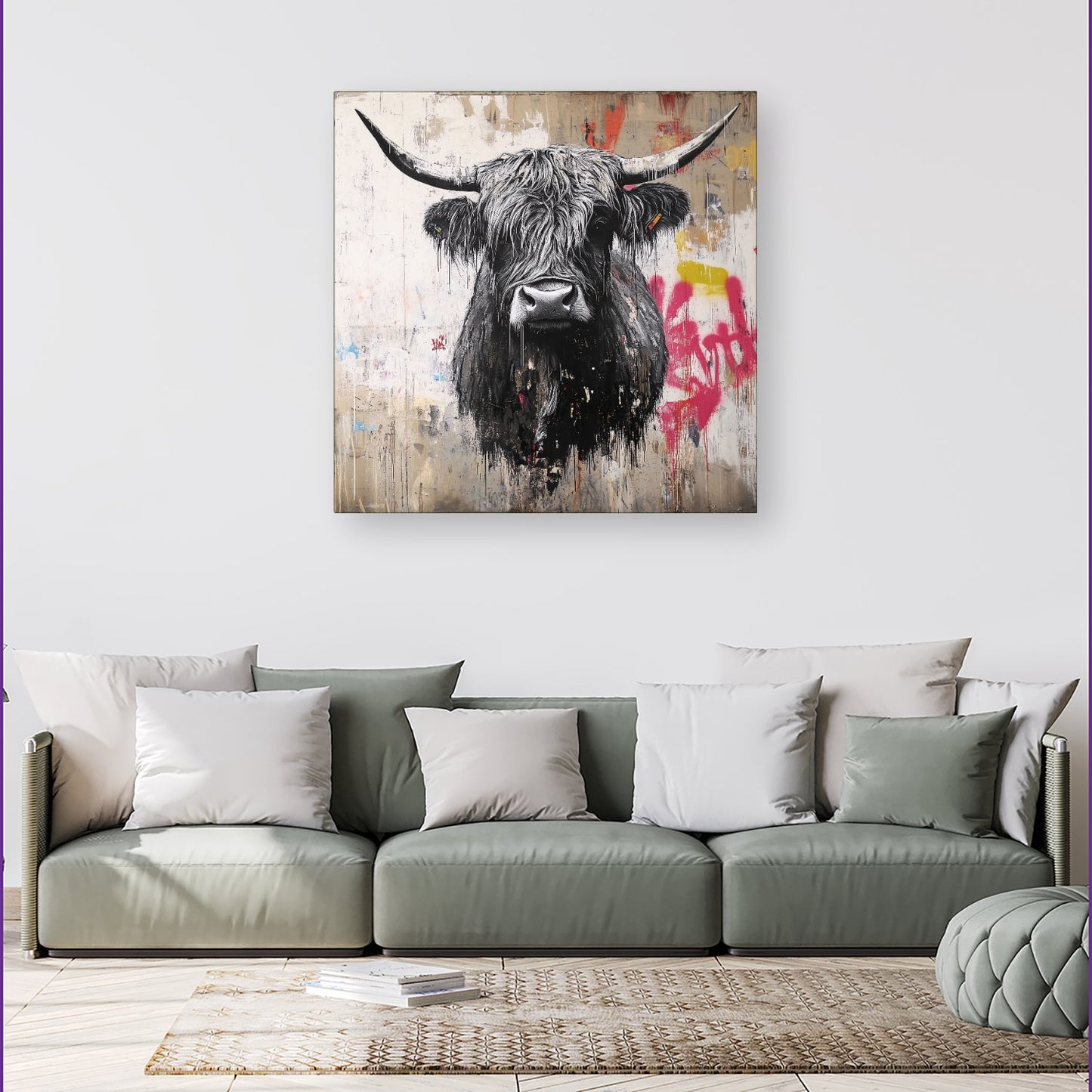 Urban Highland Cow Canvas
