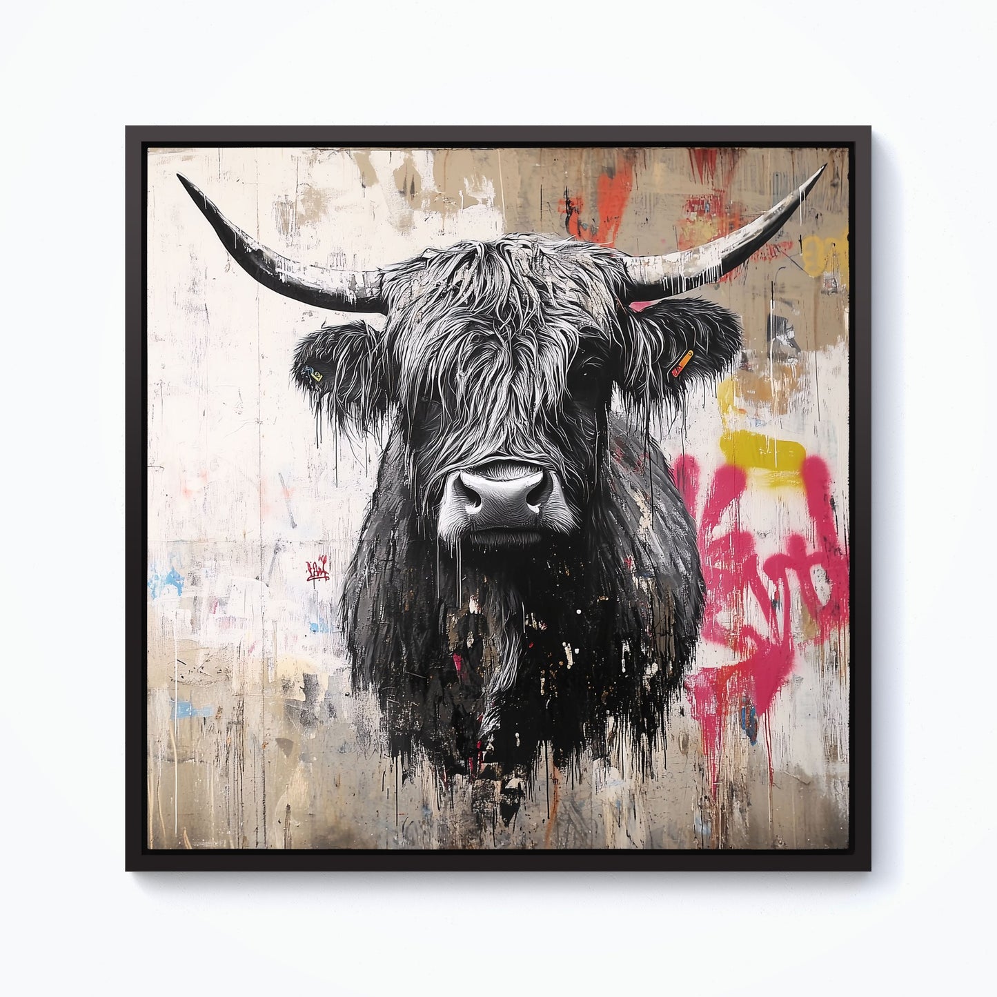 Urban Highland Cow Framed Canvas