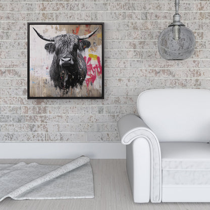 Urban Highland Cow Framed Canvas