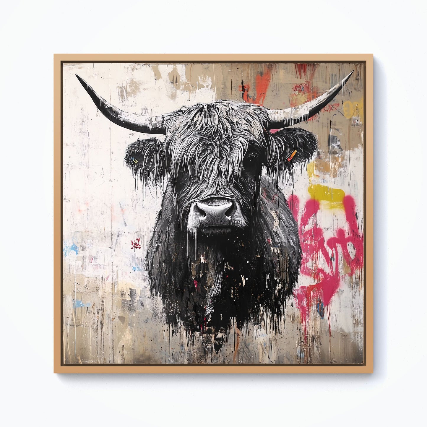Urban Highland Cow Framed Canvas