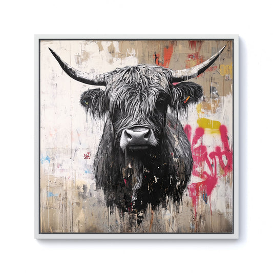 Urban Highland Cow Framed Canvas
