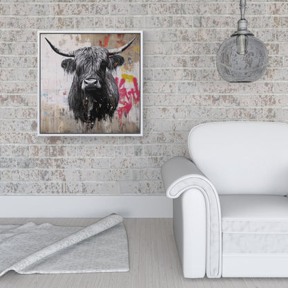 Urban Highland Cow Framed Canvas