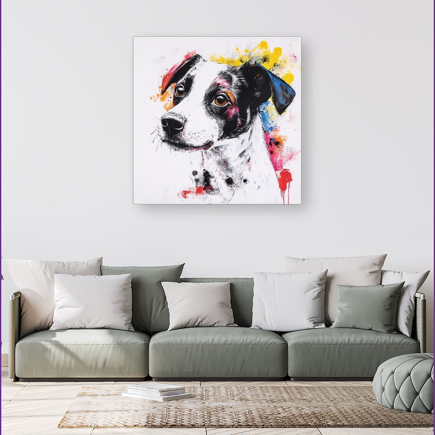 Banksy Inspired Jack Russell Dog Canvas