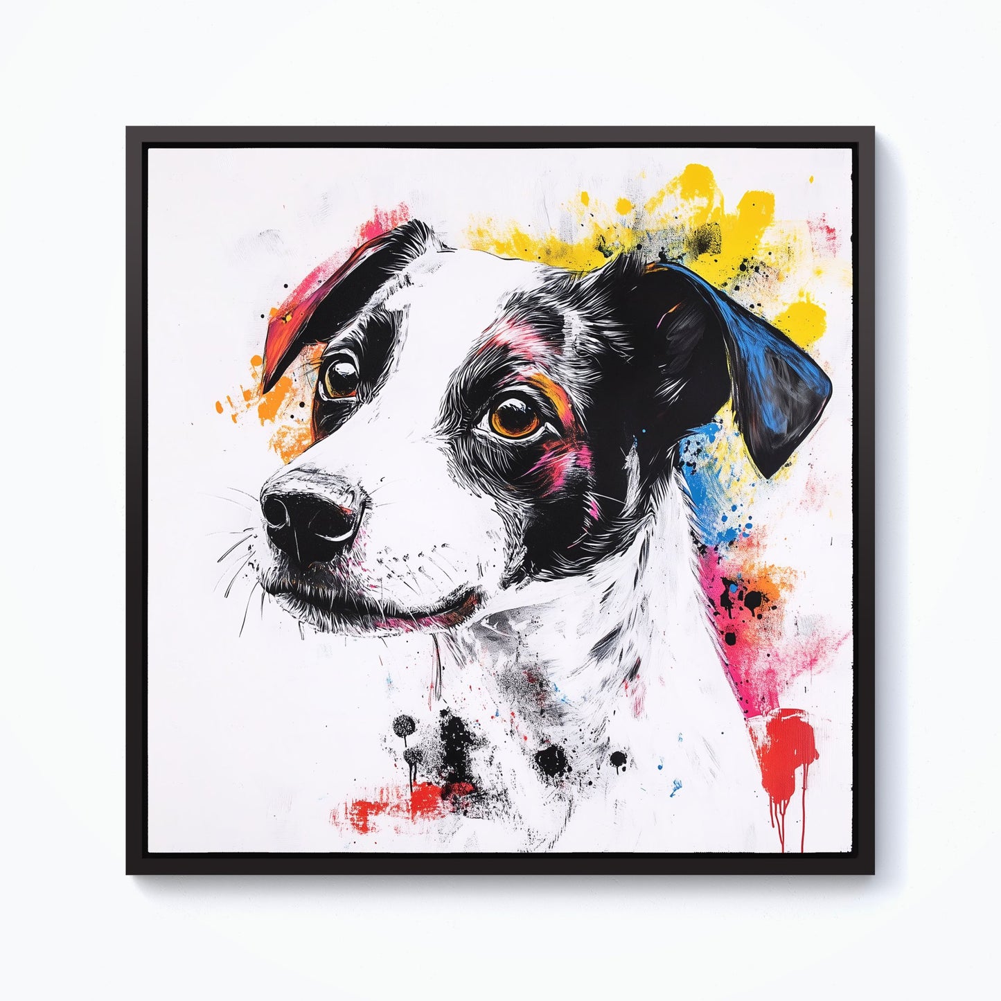 Banksy Inspired Jack Russell Dog Framed Canvas