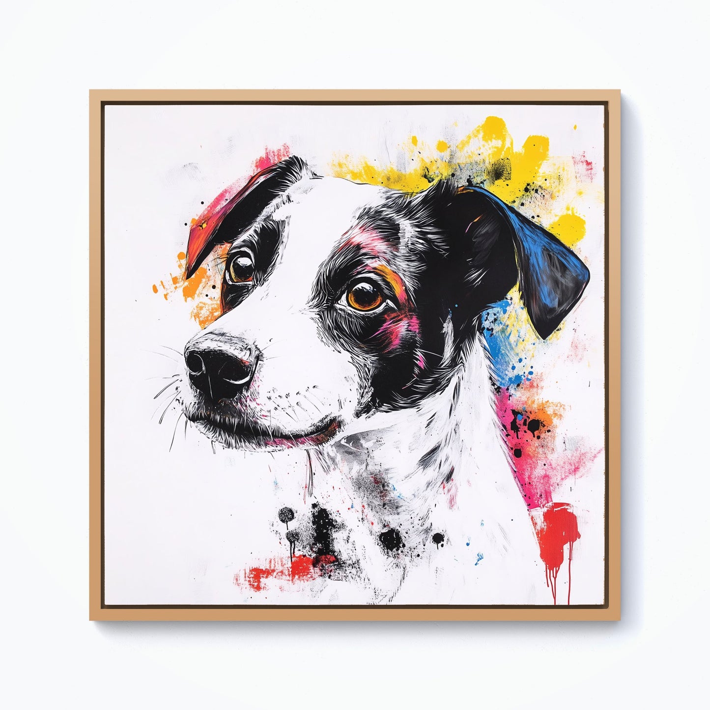 Banksy Inspired Jack Russell Dog Framed Canvas