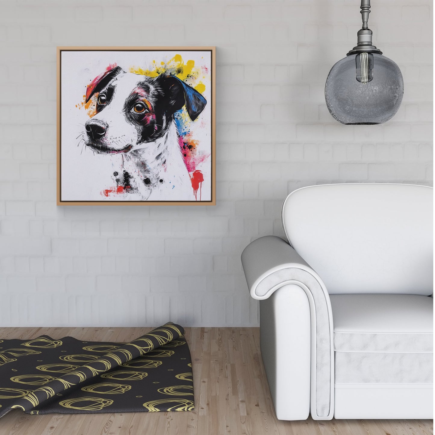 Banksy Inspired Jack Russell Dog Framed Canvas