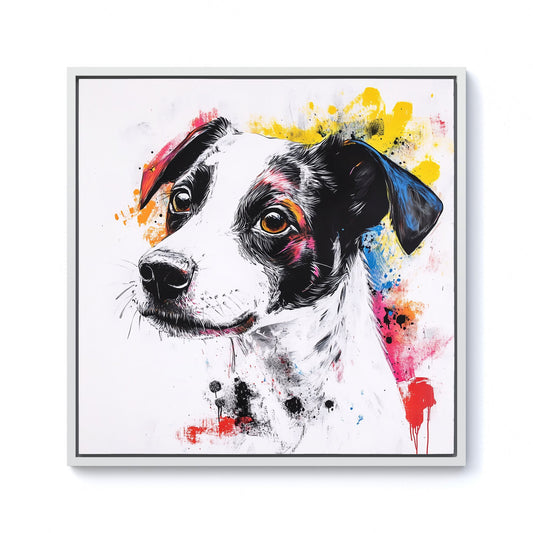 Banksy Inspired Jack Russell Dog Framed Canvas